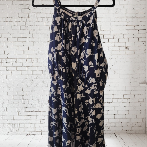 Floral Navy Jumpsuit - Picture 1 of 8